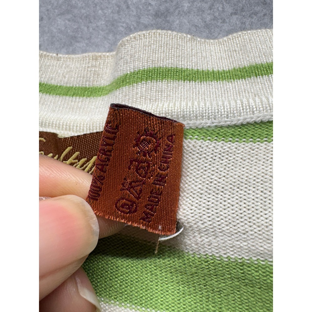 Royalty Culture Mens XL Green Striped Short Sleeve V-Neck Knit Sweater Top - Picture 3 of 9